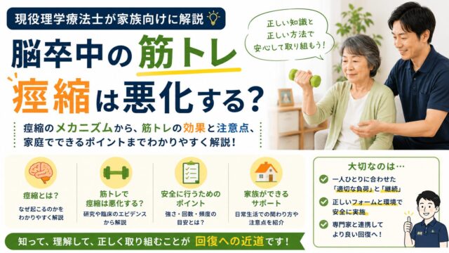 脳卒中の筋トレで痙縮は悪化する？現役理学療法士が家族向けに解説
